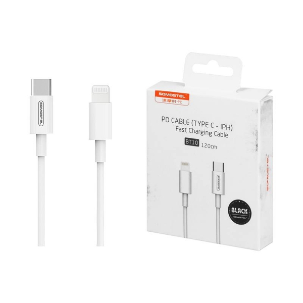 Kabel USB Somostel SMS-BT10 18W PD iPhone/USB Type-C 1.2m czarny.