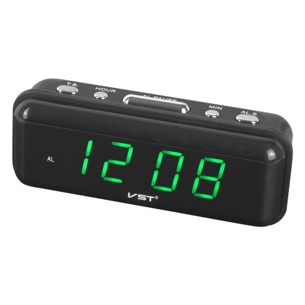 Budzik LED alarm zegarek VST-738, zielony.