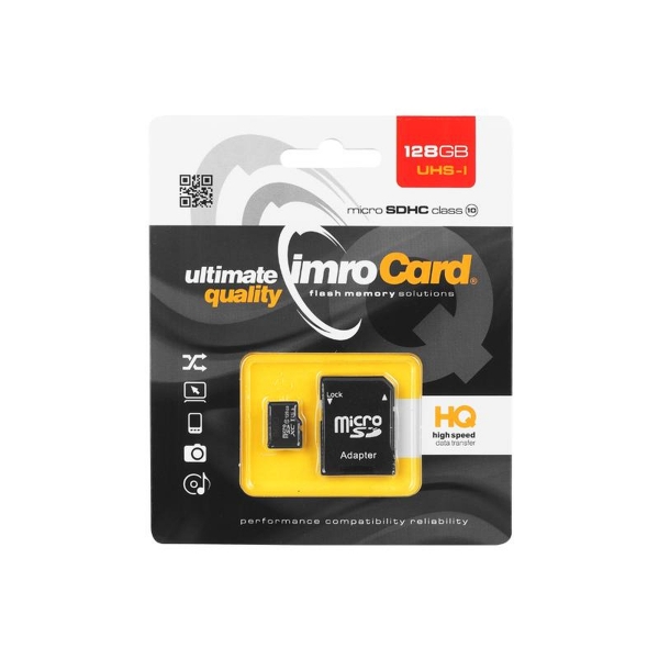 Karta  MicroSD IMRO 128GB kl.10 UHS-I z adapterem.