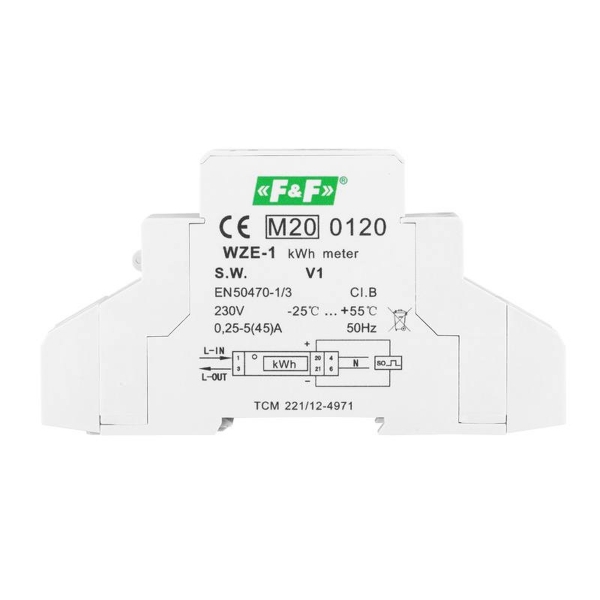 Licznik zużycia energii na szynę 1-FAZ/1-MOD LCD5(45) AF&F.