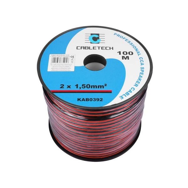 Kabel głośnikowy 2x1,50 CCA czarno/czerwony