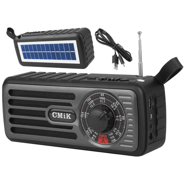 Radio przenośne MK-101 Bluetooth, USB, MicroSD, AUX, z panelem solarnym, akumulator 1200mAh.