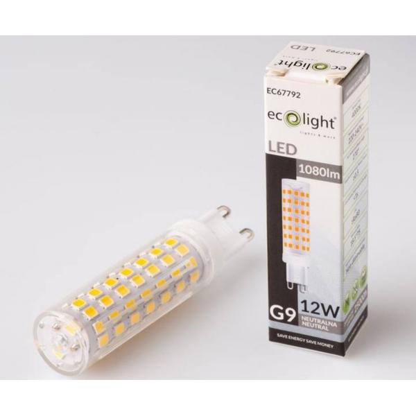 Żarówka LED Eco Light G9, 12 W, 4000K, biały neutralny.