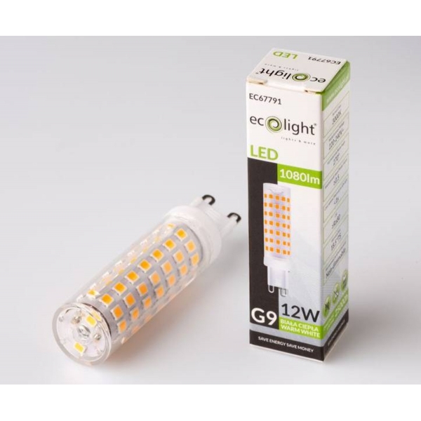 Żarówka LED EcoLight G9, 12W, biała ciepła.