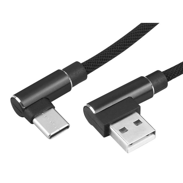 Kabel USB - USB C kątowy KK21P, czarny.