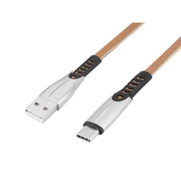 Kabel USB TYP-C  2,4A,złoty  QUICK CHARGER 3.0, 1m, POWERLINE BW02.