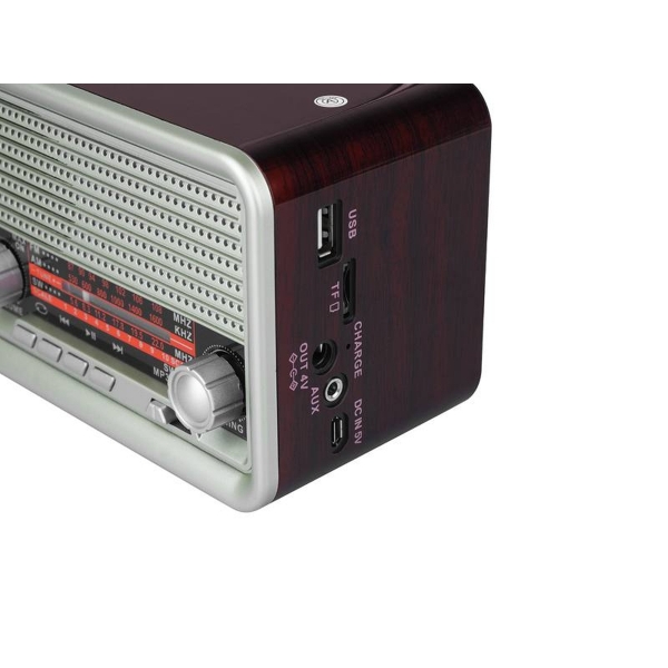 Radio przenośne RETRO MK-159BT Bluetooth FM USB TF AUX, z akumulatorem 1200mAh 2xR20