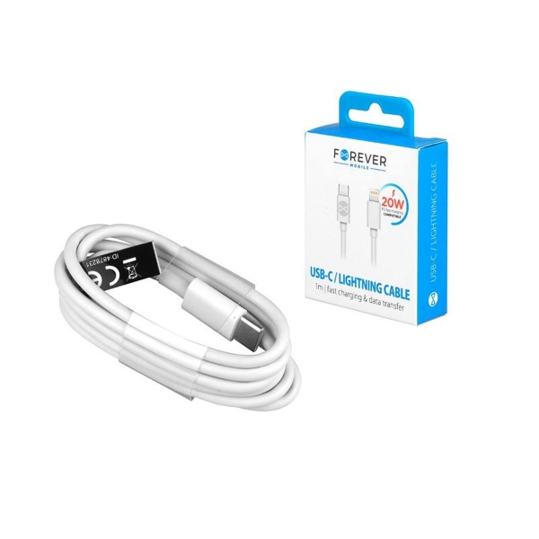 Kabel USB  Forever  Lightning USB type-C  1,0 m 3A biały