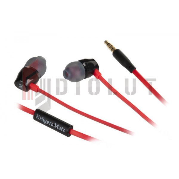 Słuchawki dokanałowe z mikrofonem  Kruger&Matz  model D10  czerwone