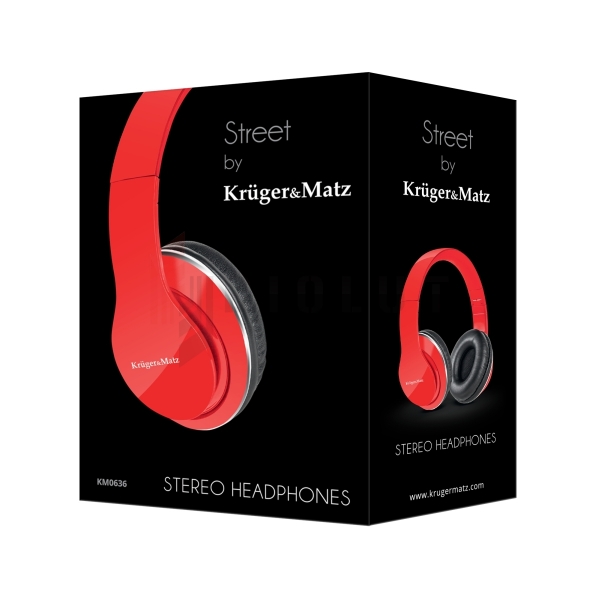 Słuchawki przewodowe nauszne Kruger&Matz model Street , kolor czerwony