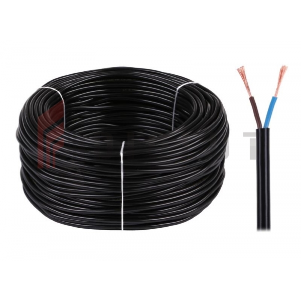 Kabel elektryczny OMY 2x0,75 300/300V czarny