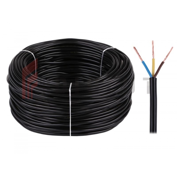 Kabel elektryczny OMY 3x1,5 300/300V czarny