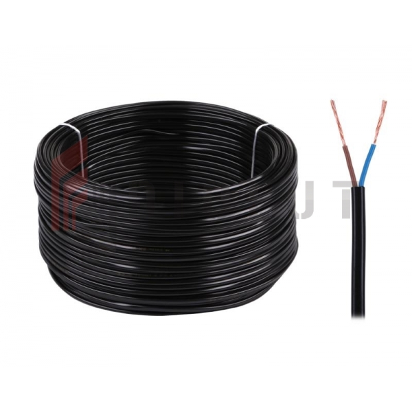 Kabel elektryczny OMYp 2x0,5 300/300V czarny