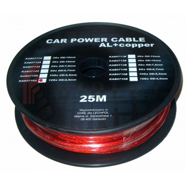 Kabel samochodowy 12Ga OD4.5mm CU+AL 25m