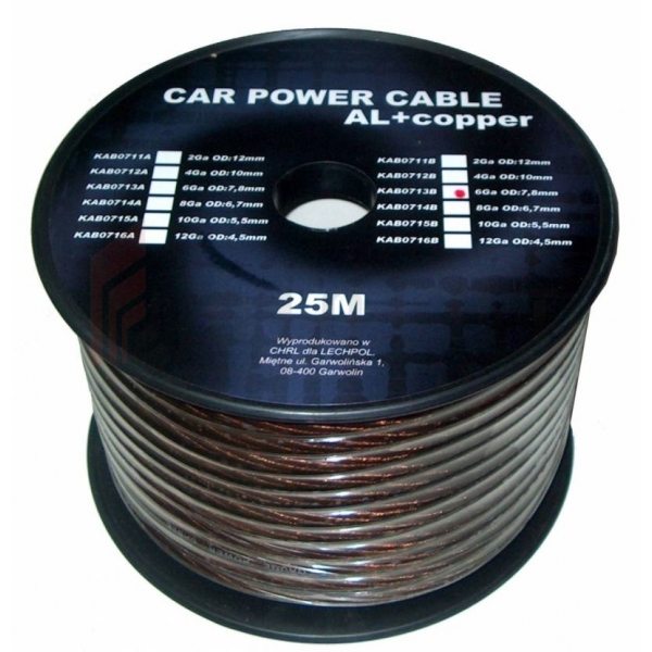Kabel samochodowy 2Ga OD12mm CU+AL