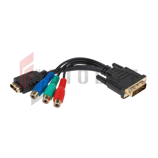 Złącze wtyk DVI (24+5) - HDMI gniazdo + 3 gniazda RCA
