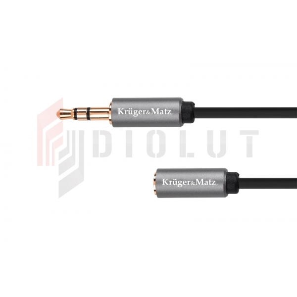 Kabel jack 3.5 wtyk stereo - 3.5 gniazdo stereo 1m  Kruger&Matz Basic