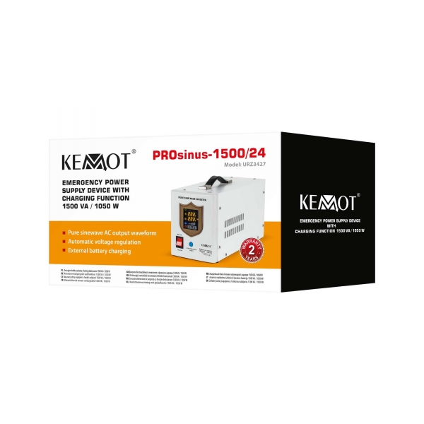 Zasilacz awaryjny KEMOT PROsinus-1500/24  przetwornica z czystym przebiegiem sinusoidalnym i funkcją