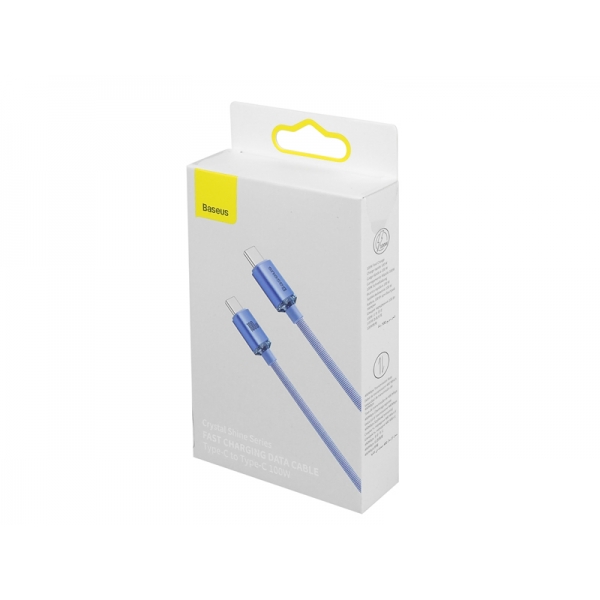 PS Kabel USB Type-C -Type-C 1,2m, 5A, 100W, BASEUS Crystal Quick Charge.