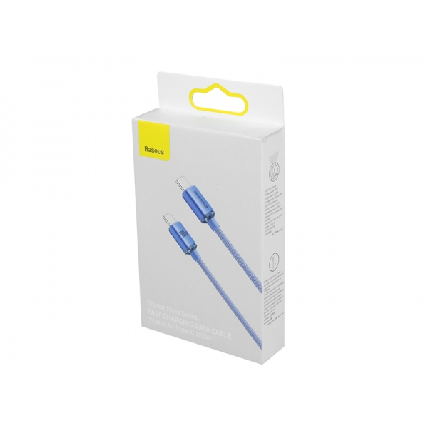 PS Kabel USB Type-C -Type-C, 2m, 5A, 100W, BASEUS Crystal Quick Charge.