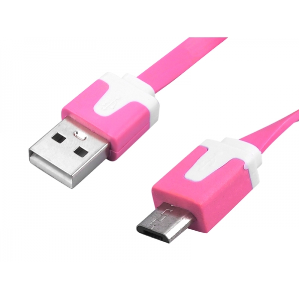 PS Kabel USB-micro USB różowy płaski