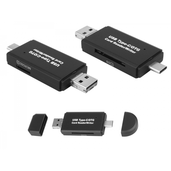 Czytnik kart 5w1 SD / microSD / USB / USB-C / microUSB.