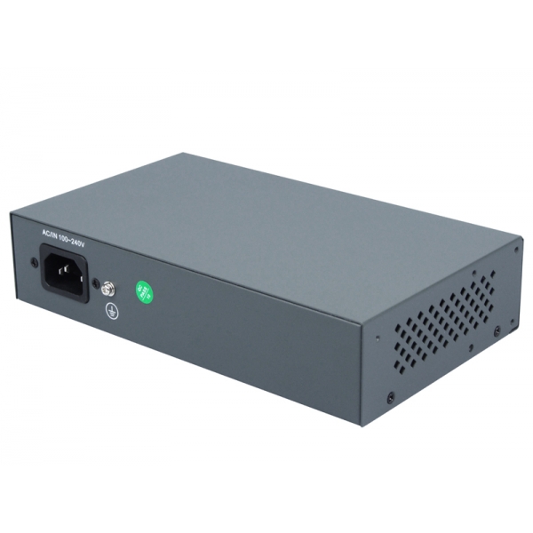PS Switch 4-portowy PoE 802.3af, 2 xUPLINK 1000Mbps wbudowany zasilacz DC 52V tryb Extend( 250m)chip