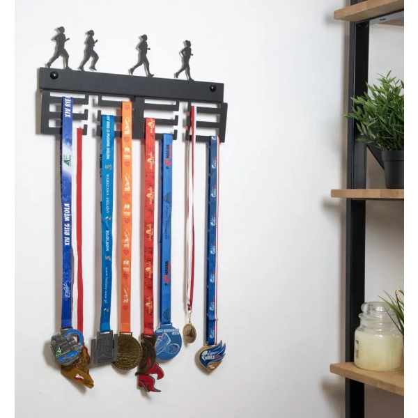 Metalowy czarny wieszak na medale, malowany proszkowo 40 cm