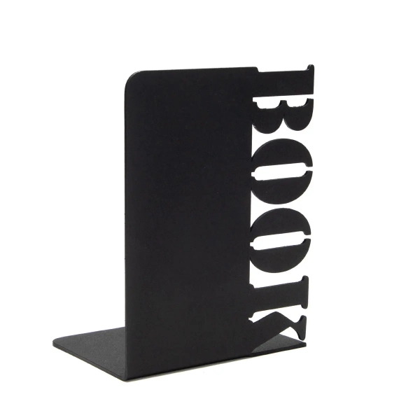 podpórka do książek czarna metalowa napis book