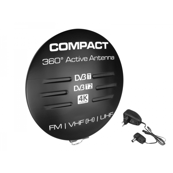 Antena DVB-T Compact z zasilaczem czarna