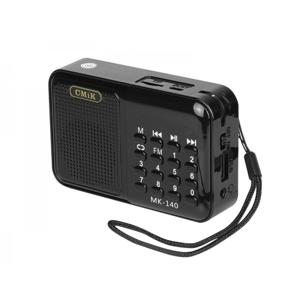 Radio prznośne MK-140 wyświetlacz,USB,MicroSD,AUX z baterią BL-5C i kablem Micro USB czarne
