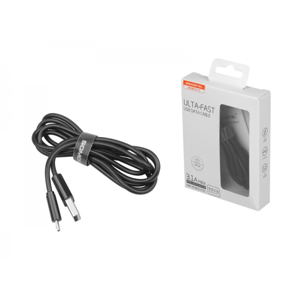 KABEL MICRO USB 3,1A SOMOSTEL QUICK CHARGER 1,2m POWERLINE SMS-BP02 CZARNY