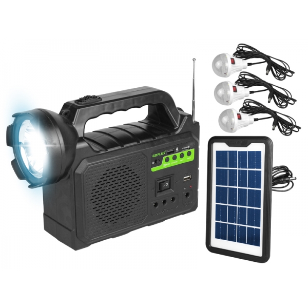 PS Solar Lighting System GD-P30FM,Power Bank,Głośnik bluetooth,Radio,TF ,USB,latarka 1-LED+panel boc