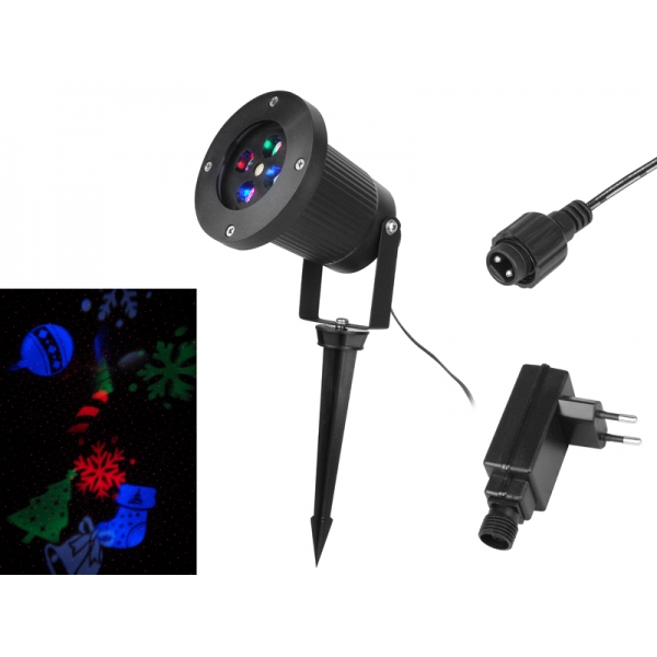 Projektor laserowy zewnętrzny IP44 ,12 iluminacji świątecznych (choinka, bombki, śnieżynka, mikołaj,