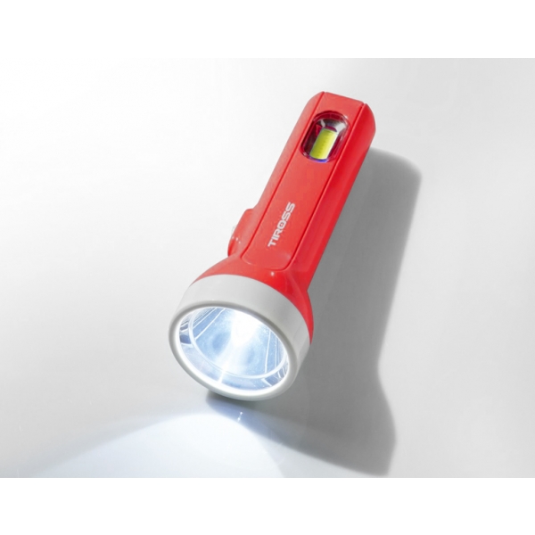 Latarka ręczna TS-2206 1-LED 70lm+1-LED COB 80lm 2xAA,czerwona