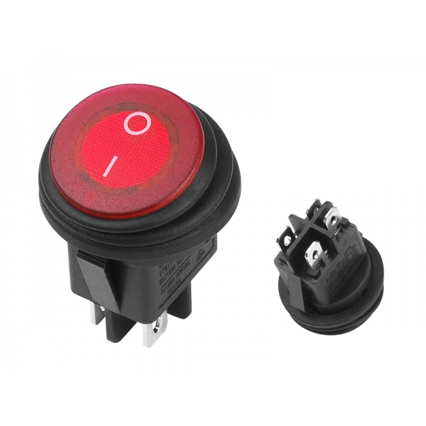 Przełącznik okrągły wodoodporny IP65 0-1 czerwony podświetlany