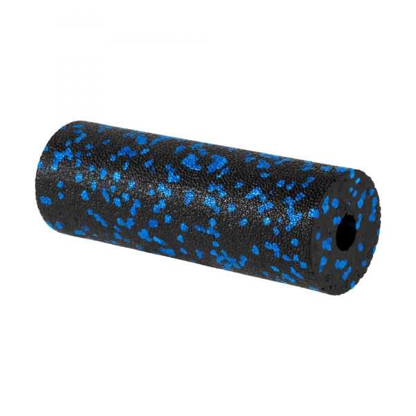 Mini wałek do masażu, roller piankowy gładki 5x15cm, kolor czarno-niebieski, materiał EPP, REBEL ACT