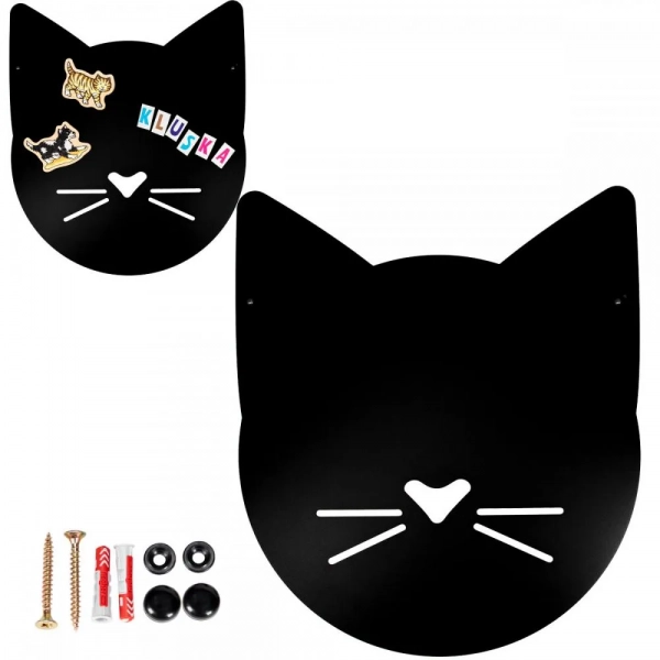 Czarna tablica magnetyczna z motywem kotka - idealna do pokoju dziecięcego