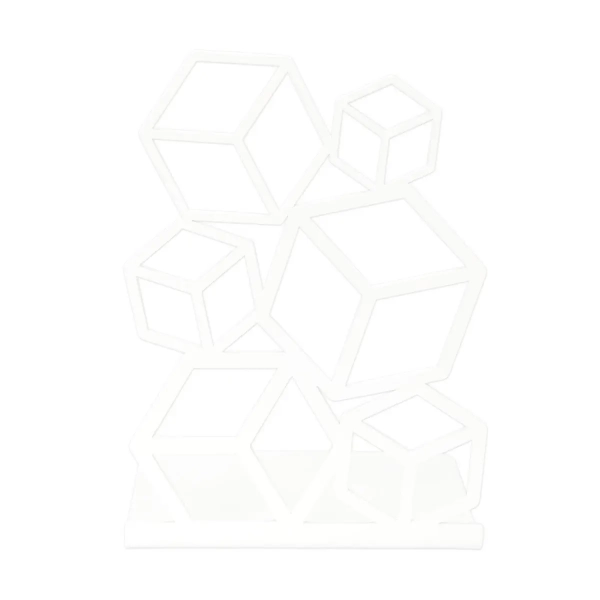 Podpórka pod książki metalowa biała wzór geometryczny sześciany 3D