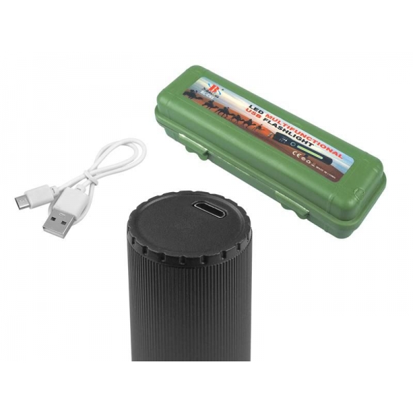 Latarka ręczna 1-LED+COB ZOOM z akumulatorem i kablem MicroUsb