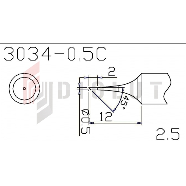 Grot Q305-0,5C ścięty 0,5mm z czujnikiem temperatury do QUICK303D