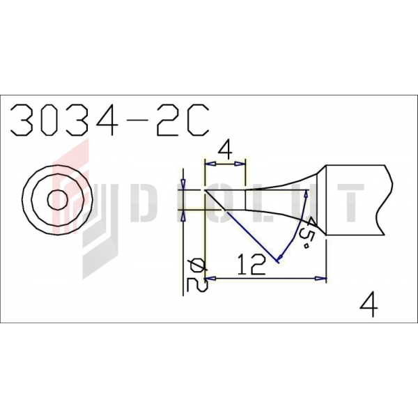 Grot Q305-2C ścięty 2mm z czujnikiem temperatury do QUICK303D