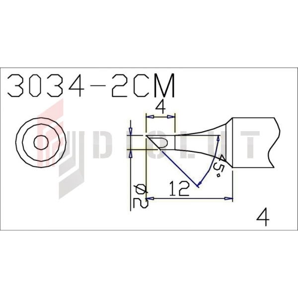 Grot Q305-2CM ścięty minifala 2mm z czujnikiem temperatury do QUICK303D